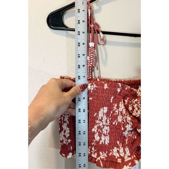 NWT House of Harlow 1960 Linen Spaghetti Strap Terracotta Smock Crop Top Medium - Picture 7 of 10